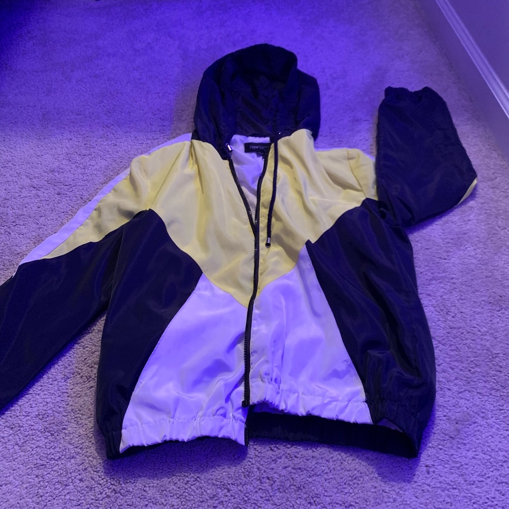 Blue Yellow and White wind breaker